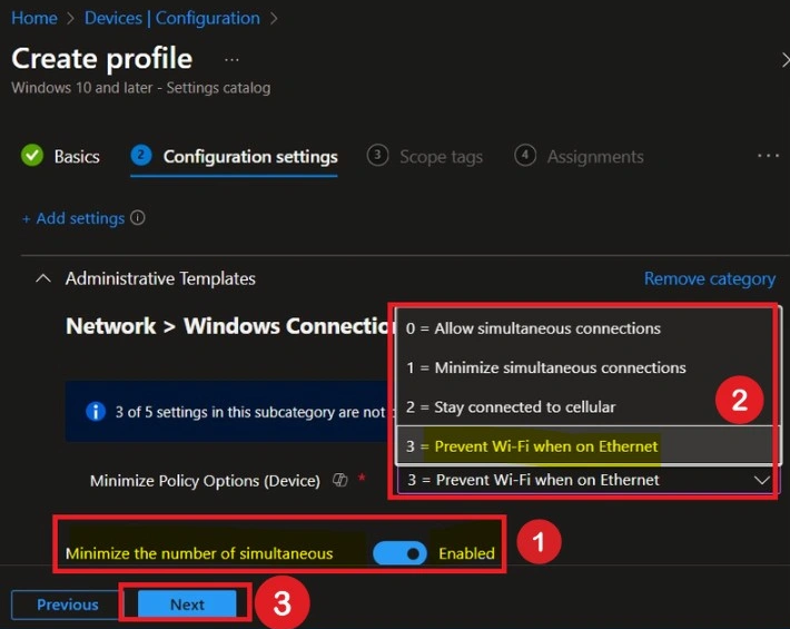 Viewing the default disabled state of the policy setting